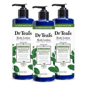 imageDr Teals Body Lotion Cannabis Sativa Hemp Seed Oil ampamp Essential Oils 18 oz Pack of 3Eucalyptus  Spearmint  18 fl oz Pack of 3