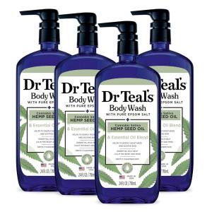 imageDr Teals Body Wash with Pure Epsom Salt Cannabis Sativa Hemp Seed Oil 24 fl oz Pack of 4