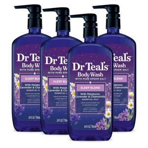 imageDr Teals Body Wash with Pure Epsom Salt Sleep Blend with Melatonin Lavender ampamp Chamomile Essential Oils 24 fl oz Pack of 424 Fl Oz Pack of 4