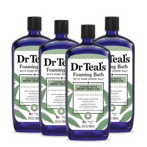 imageDr Teals Foaming Bath with Pure Epsom Salt Cannabis Sativa Hemp Seed Oil 34 fl oz Pack of 4