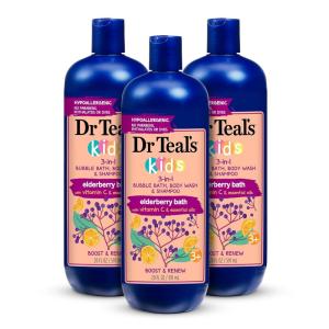 imageDr Teals Kids 3in1 Sleep Bath Bubble Bath Body Wash ampamp Shampoo with Melatonin ampamp Essential Oil 20 fl oz Pack of 3Elderberry Bath  20 fl oz Pack of 3