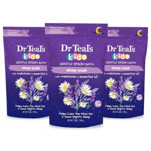 imageDr Teals Kids Gentle Epsom Salt Sleep Soak with Melatonin ampamp Essential Oil Blend 2 lbs Pack of 3