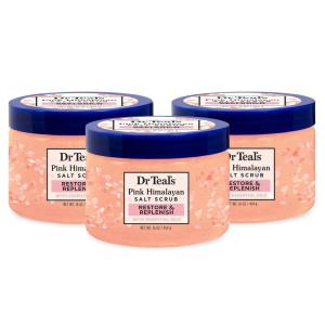imageDr Teals Pure Epsom Salt Body Scrub Relax ampamp Relief with Eucalyptus ampamp Spearmint Essential Oils 16 oz Pack of 3Pink Himalayan Salt