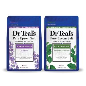 imageDr Teals Pure Epsom Salt Lavender ampamp Eucalyptus Duo Bundle 3 lbs Pack of 2Lavender  Eucalyptus