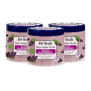 imageDr Teals Shea Sugar Body Scrub Cannabis Sativa Hemp Seed Oil with Essential Oils 19 oz Pack of 3Black Elderberry with Essential Oils