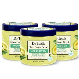 imageDr Teals Shea Sugar Body Scrub Cannabis Sativa Hemp Seed Oil with Essential Oils 19 oz Pack of 3Ceramides  Avocado Essential Oil