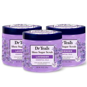 imageDr Teals Shea Sugar Body Scrub Cannabis Sativa Hemp Seed Oil with Essential Oils 19 oz Pack of 3Lavender