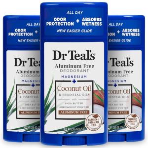 imageDr Teals Aluminum Free Deodorant Lavender Vanilla with Essential Oils 265 oz Pack of 3Coconut Oil