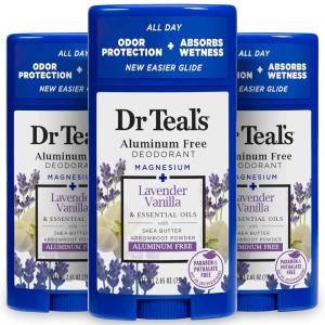 imageDr Teals Aluminum Free Deodorant Lavender Vanilla with Essential Oils 265 oz Pack of 3Lavender Vanilla