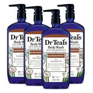 imageDr Teals Body Wash with Pure Epsom Salt with Coconut Oil 24 fl oz Pack of 4