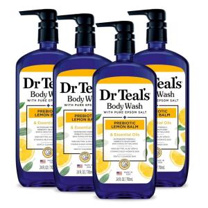 imageDr Teals Body Wash with Pure Epsom Salt with Prebiotic Lemon Balm ampamp Sage 24 fl oz Pack of 4Body Wash