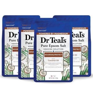 imageDr Teals Epsom Salt Magnesium Soak Nourish ampamp Protect with Coconut Oil 3 lbs Pack of 4