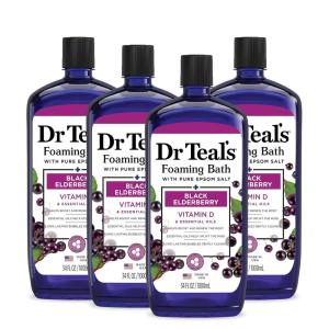 imageDr Teals Foaming Bath with Pure Epsom Salt Black Elderberry with Vitamin D 34 fl oz Pack of 434 Fl Oz Pack of 4