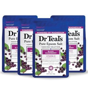 imageDr Teals Foaming Bath with Pure Epsom Salt Black Elderberry with Vitamin D 34 fl oz Pack of 448 Ounce Pack of 4