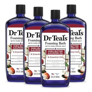 imageDr Teals Foaming Bath with Pure Epsom Salt Shea Butter ampamp Almond 34 fl oz Pack of 4Bathwater Additive
