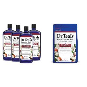 imageDr Teals Foaming Bath with Pure Epsom Salt Shea Butter ampamp Almond 34 fl oz Pack of 4Bathwater AdditiveShea ButterAlmond