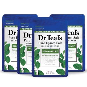 imageDr Teals Pure Epsom Salt Relax ampamp Relief With Eucalyptus And Spearmint 3 lb Pack of 4