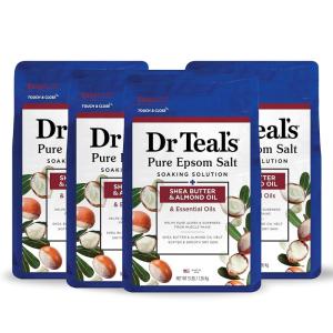 imageDr Teals Pure Epsom Salt Shea Butter ampamp Almond 3 lbs Pack of 4