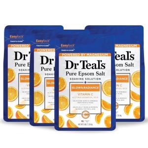 imageDr Teals Pure Epsom Salt Soak Glow ampamp Radiance with Vitamin C ampamp Citrus Essential Oils 3 lbs Pack of 4Vitamin C